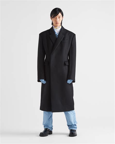 prada double breasted wool coat|PRADA Double.